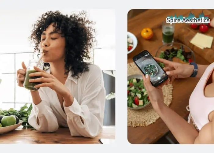 Image of woman looking into her diet and fat freezing Northamptonshire to improve her health